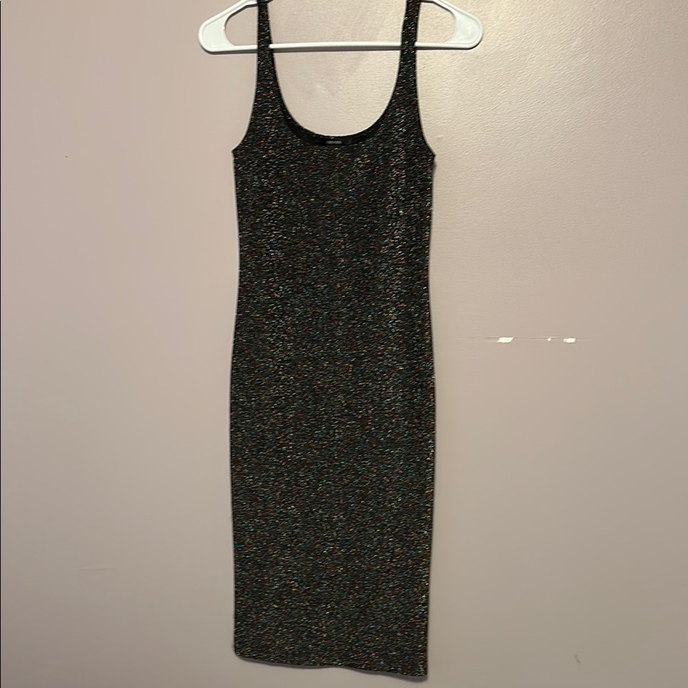 Glittery Black Bodycon Midi Dress